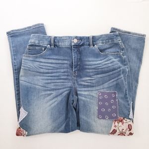 Chico's So Slimming Patchwork Cropped Jeans Size 1